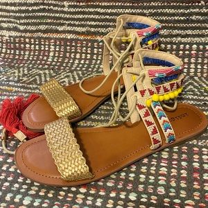 Tie up tassel sandals - like new!
